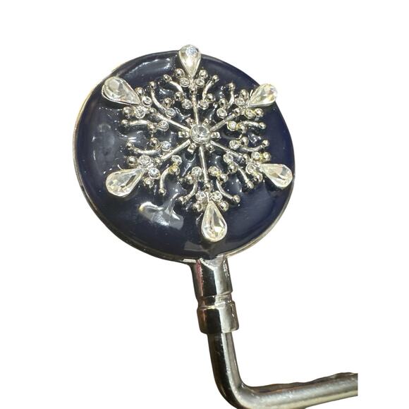SPRING STREET SNOWFLAKE PURSE HANDBAG HOLDER TABLE HOOK WINTER RHINESTONES NEW - Picture 3 of 4